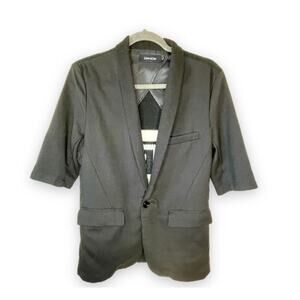 Nermo Black Blazer Short Sleeve Sweater Back Jacket  Single Button Sports Coat L
